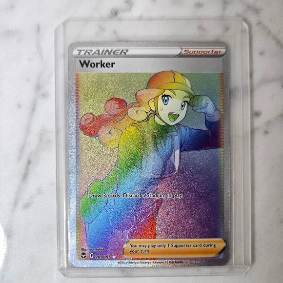 Pokemon TCG Worker 209/195 Silver Tempest Holo Secret Rare Pokemon Card - Picture 1 of 2